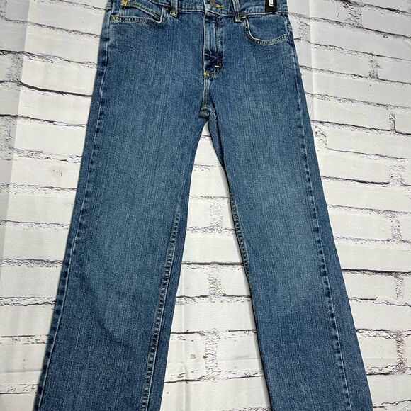 Wrangler Blue Straight Jeans Classic Fit SZ 12 Zip Button Adjustable Waistband - Picture 7 of 15
